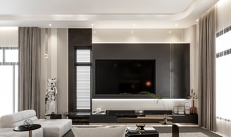 a living room with a large flat screen tv