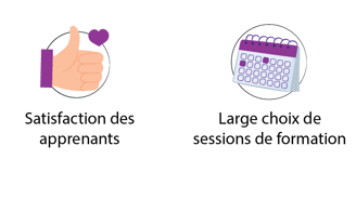 Illustration pour la satisfaction des apprenants et le large choix de sessions de formation