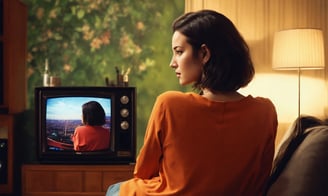 femme seule qui regarde la télé