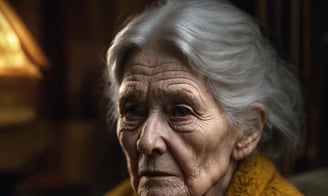 vieille dame à l'air pensif