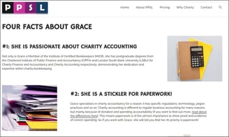 Screenshot of webpage about PPSL and founder Grace Ayanfalu