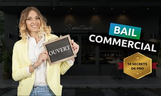 Il est écrit bail commercial et 10 secrets de pros, et il y a une femme