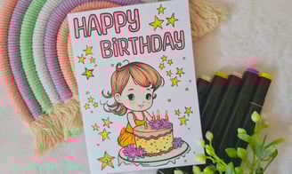 printable coloring birthday card for kids
