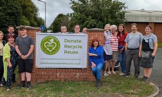 Happy Volunteers at Herefordshire Reuse and Recycling Organisation at Wye Valley Court 