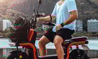 a man riding a e bike