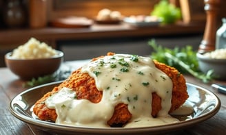 Parmesan Crusted Chicken with Creamy Garlic Sauce