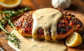 Parmesan Crusted Chicken with Creamy Garlic Sauce