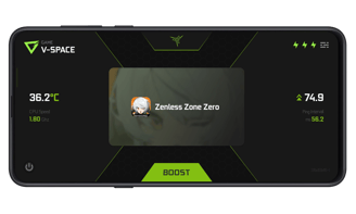 a smartphone screen showing a game space of game vortex