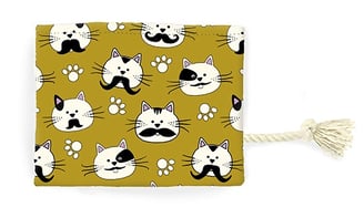 fabric for cat toys with cats, mustaches and paws