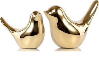 Small Birds Statues Gold Home Decor Modern Style Figurine Decorative Ornaments