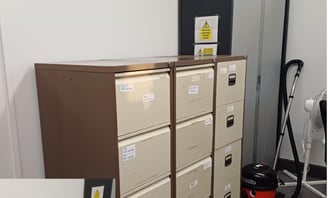 before and after pictures of cabbinets that have been removed from an office in worcester