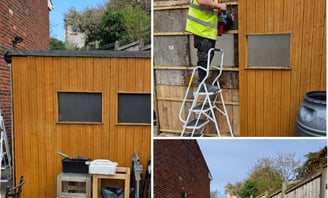 shed being dismantled by hiltons rubbish removals