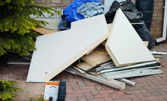 before and after pictures of general waste having been cleared from a house in warndon worcester
