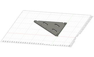 view in a cad, a triangle shaped object with a triangle shaped object