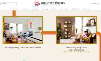 A screenshot showing how Apartment Therapy uses the Pillar-cluster content strategy
