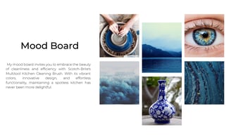 Mood board featuring pottery, ocean, eye, and blue textures to inspire Blue Elegance design.