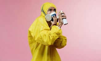 Man looking afraid in PPE