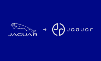 a jaguar logo with the jaguar new logo on it