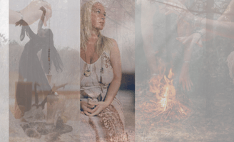 Maryann in shadow ceremony, invocation, and firelight—symbolizing descent, naming, and soul truth
