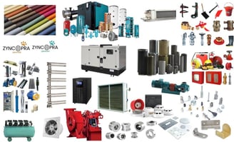 Zyncopra’s full product range including generators, HVAC units, filters, textiles, and metal parts.