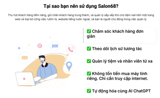 Salon68 | quản lý salon hiệu quả cùng AI.