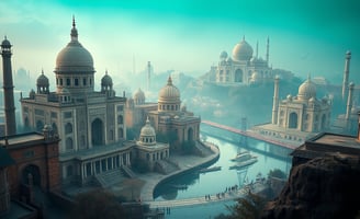 UniverseX - a large building with a bridge and a boat in the water