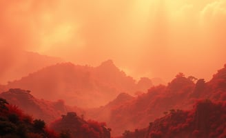 UniverseX - a mountain scene with a red sky and clouds
