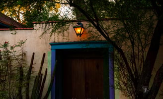 Blue door arch in Barrio Viejo in Tucson Arizona