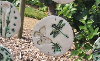 ceramic tile with insects printed and copper oxide