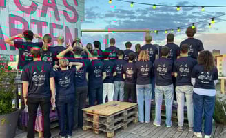Group photo of the SOLA run done by ETH Zürich SPACE students wearing custom alweare tshirt