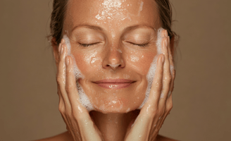 woman doing skincare treatment at home