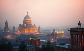 UniverseX - a cityscape of a large building with a statue of a horse