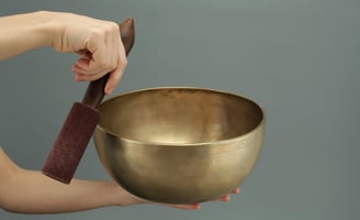 Sound bowl setup for vibrational frequency healing