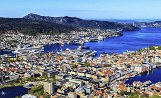 View of Bergen Norway from Mount Floyen