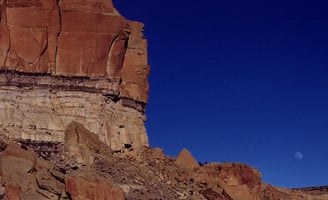 "Moon Rises over Chaco Canyon" in New Mexico