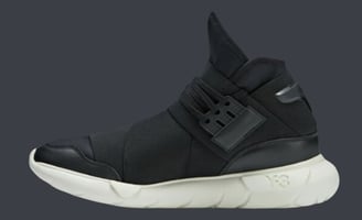 a black and white sneakers with a black and white shoelace, adidas Y-3 Qasa