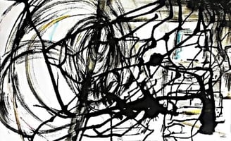 Peinture symbolique encre de chine aquarelle arbre de vie menacé et lueur d'espoir