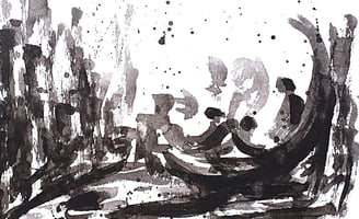 Peinture abstraite noir et blanc Bâton d'encre de Chine Traditionnel de chine