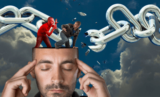 a man with focusing his thoughts on escaping a toxic relationship