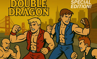 a cartoon style of a double dragon billy and jymmy