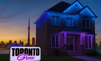 Evening view of Toronto home with Celebright lights installed by Toronto Glow
