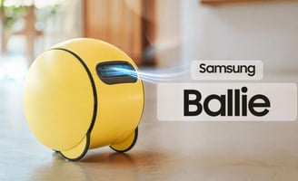 a yellow ball with a samsung logo on it