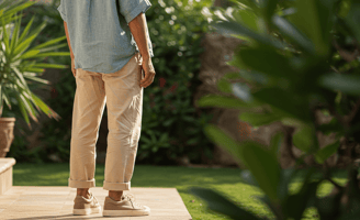 man wearing breathable travel clothing in US destinations like Florida and the Southeast