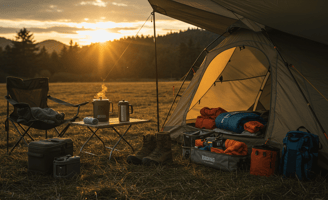 Importance of camping gear, from shoes to camping chair, coffee, sleeping bag to backpack and cooler