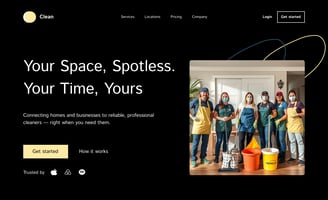 Landing page design for a cleaning service