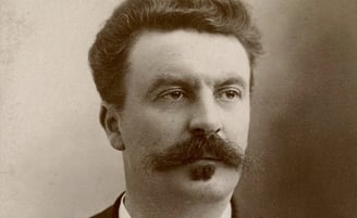 Portrait de Guy de Maupassant en noir et blanc