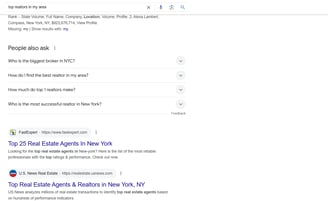 A search for top realtors in my area, highlighting the importance of having a real estate SEO strategy