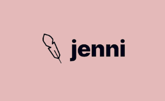 a feather like object with a pink background and a text saying jenni