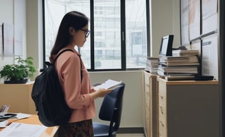 woman placing sticky notes on wall