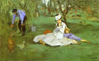 a painting of a woman and two children